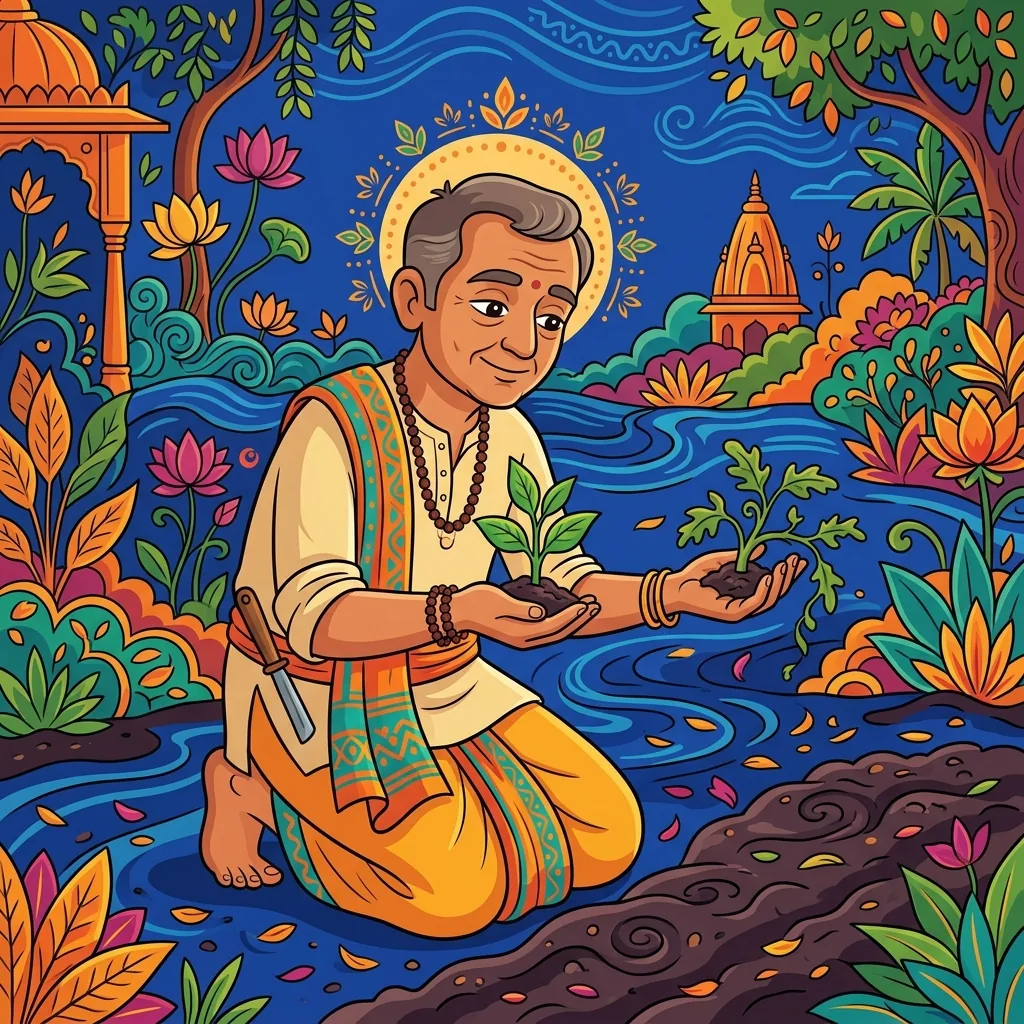 A gardener distinguishes seedling from weed in dark soil, each held in one palm. The difference i...