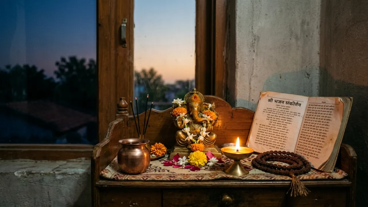 All-night naam sankirtan — diya, mala, and unbroken remembrance