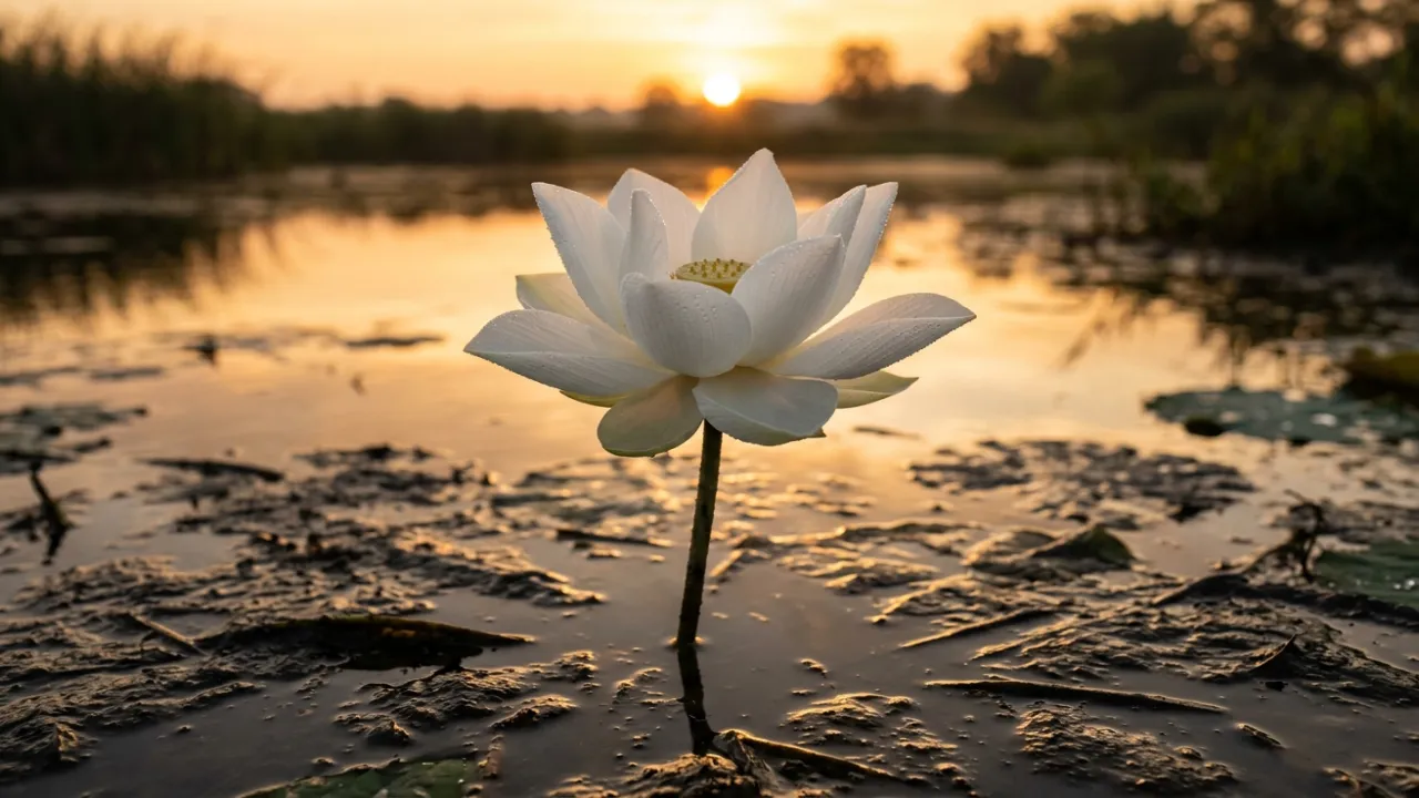 कीचड़ से उगता श्वेत कमल — पाप के बीच नाम की पवित्रता